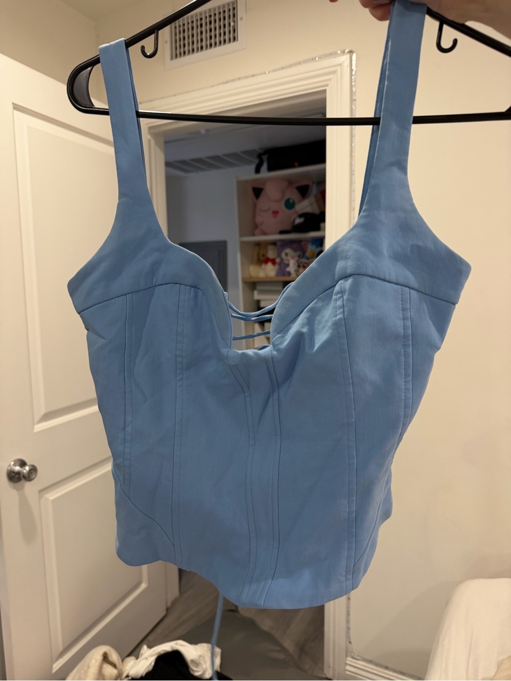 Zara Sky Blue Corset-Style Tank